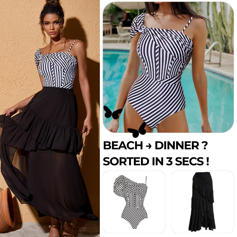 Dissymmetry One Piece Swimsuit and Skirt Flaxmaker