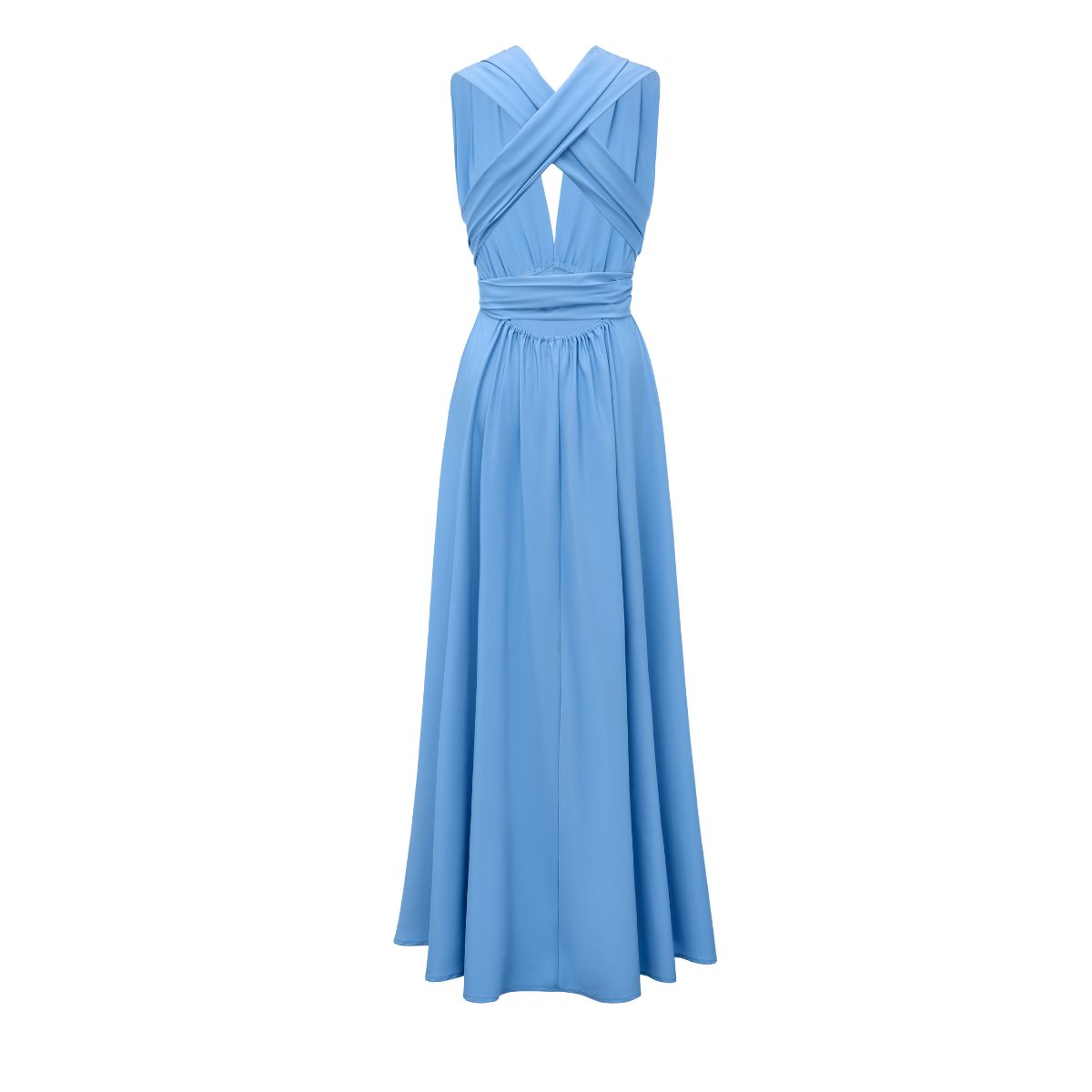 Vacation Cross Straps Blue Slit Dress