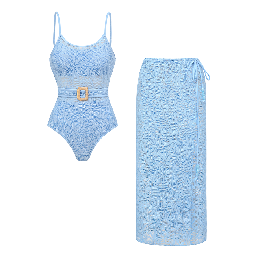 Blue Lace Hollow Out Swimsuit Set(s)