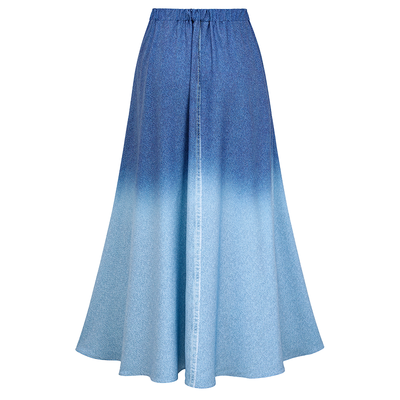 Off Shoulder Denim Pattern Print One Piece Swimsuit and Skirt