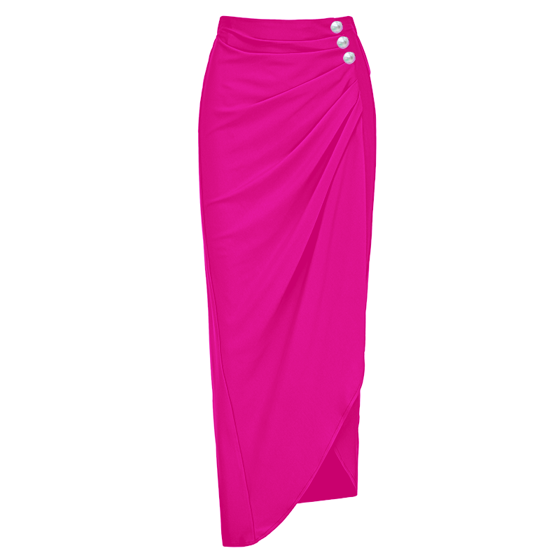 Sling Artificial Pearl Decor Pink One Piece Swimsuit and Skirt