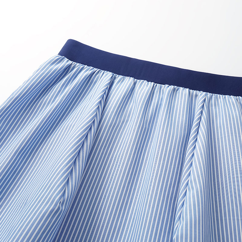 One Shoulder Ruffle Stripe Print One Piece Swimsuit and Skirt