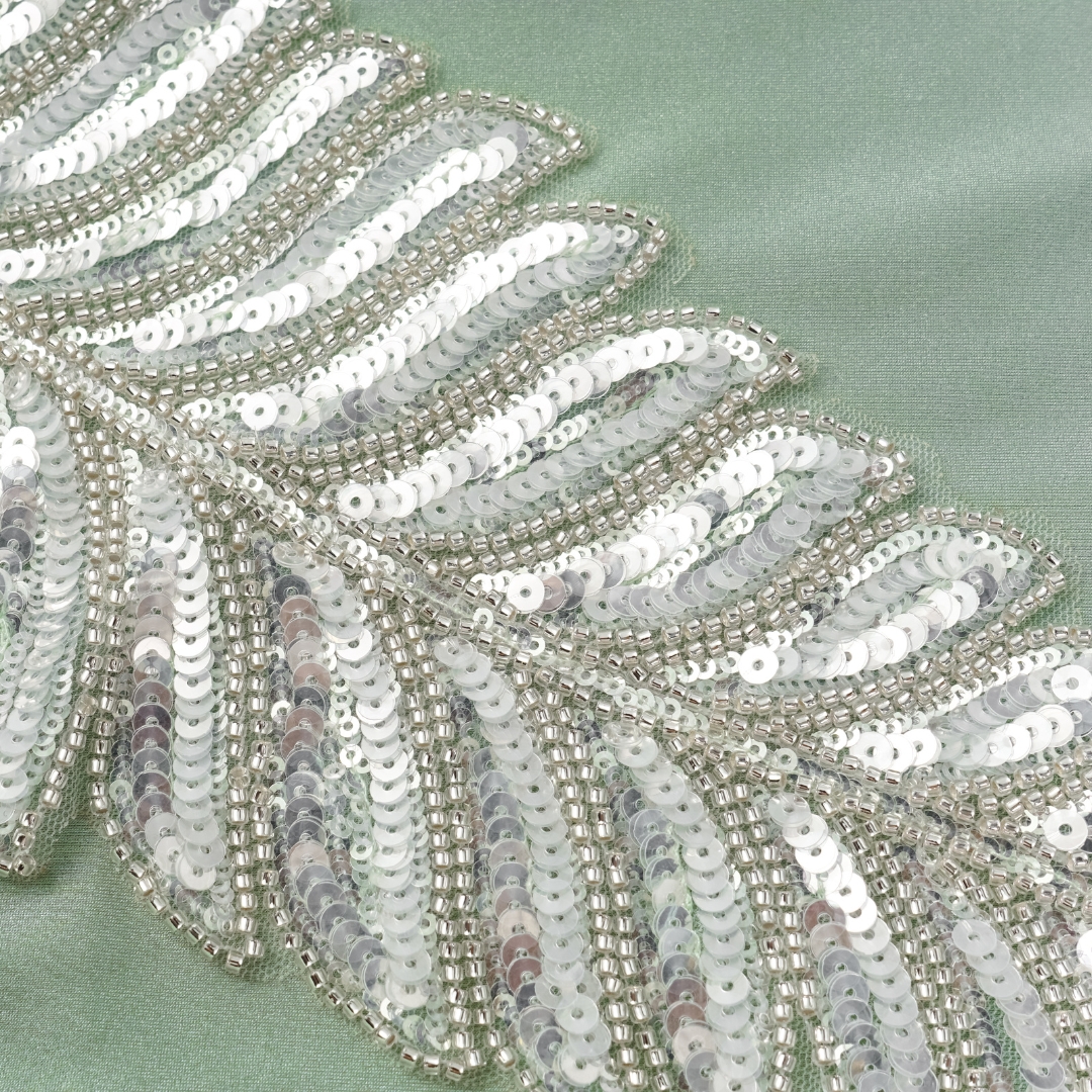 One Shoulder Sequin Leaf Embroidery One Piece Swimsuit and Sarong Flaxmaker