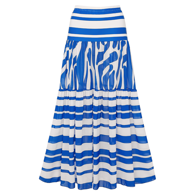 Sling Water Ripple Printed One Piece Swimsuit and Skirt Flaxmaker