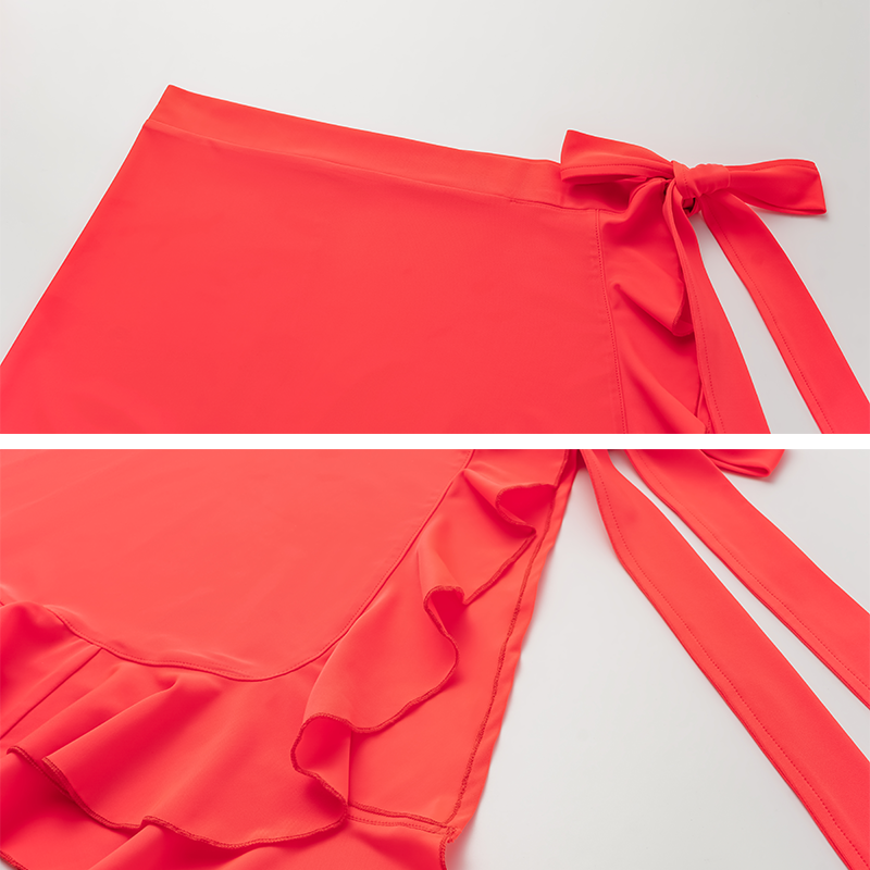 Bow Front Cut Out Color Block One Piece Swimsuit and Skirt Flaxmaker