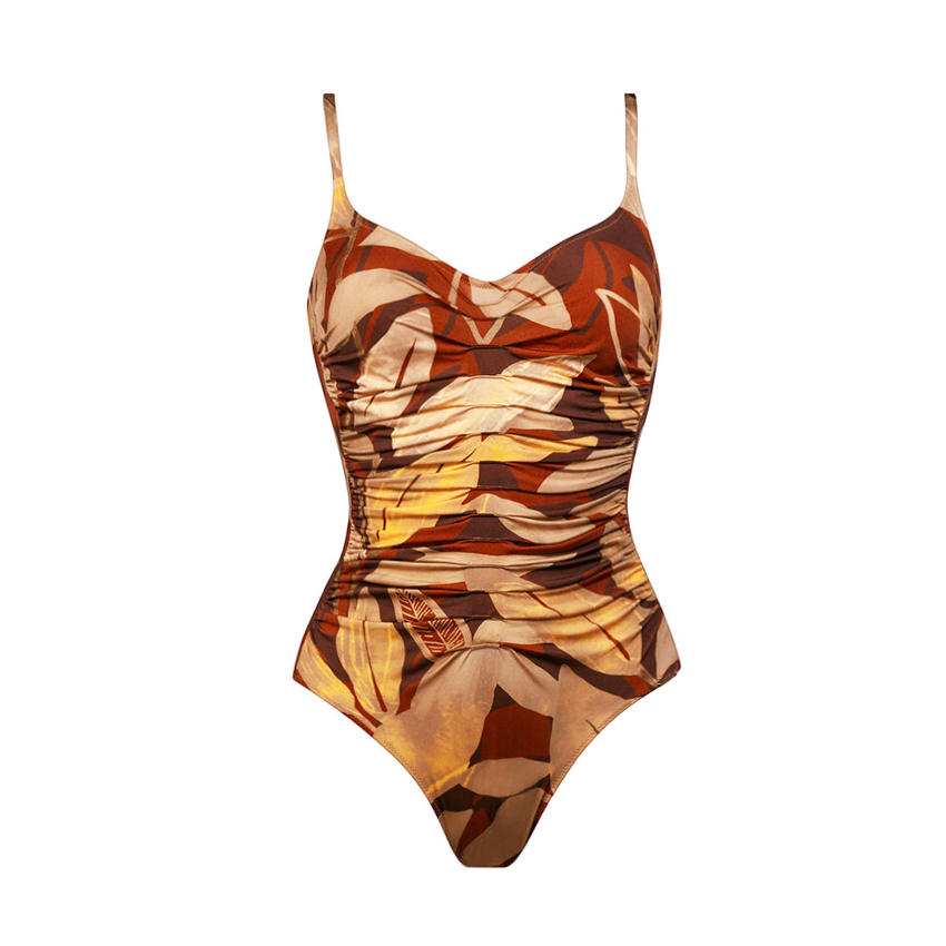  Sling Tummy Control Leaves Print Swimsuit Set(s)