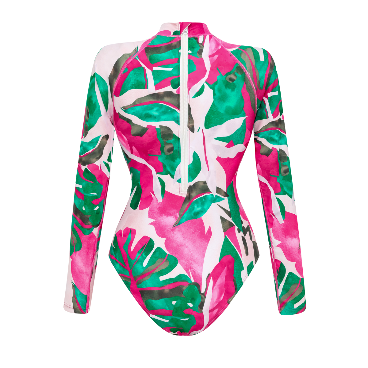 Abstract Rose Red Contrast Print Long sleeve  One Piece Swimsuit and Skirt