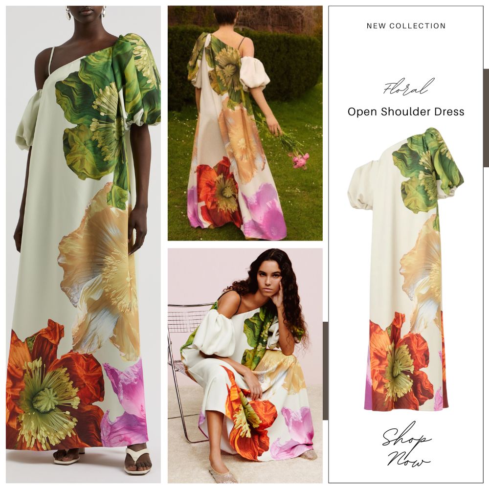 Floral Printed Open Shoulder Maxi Dress