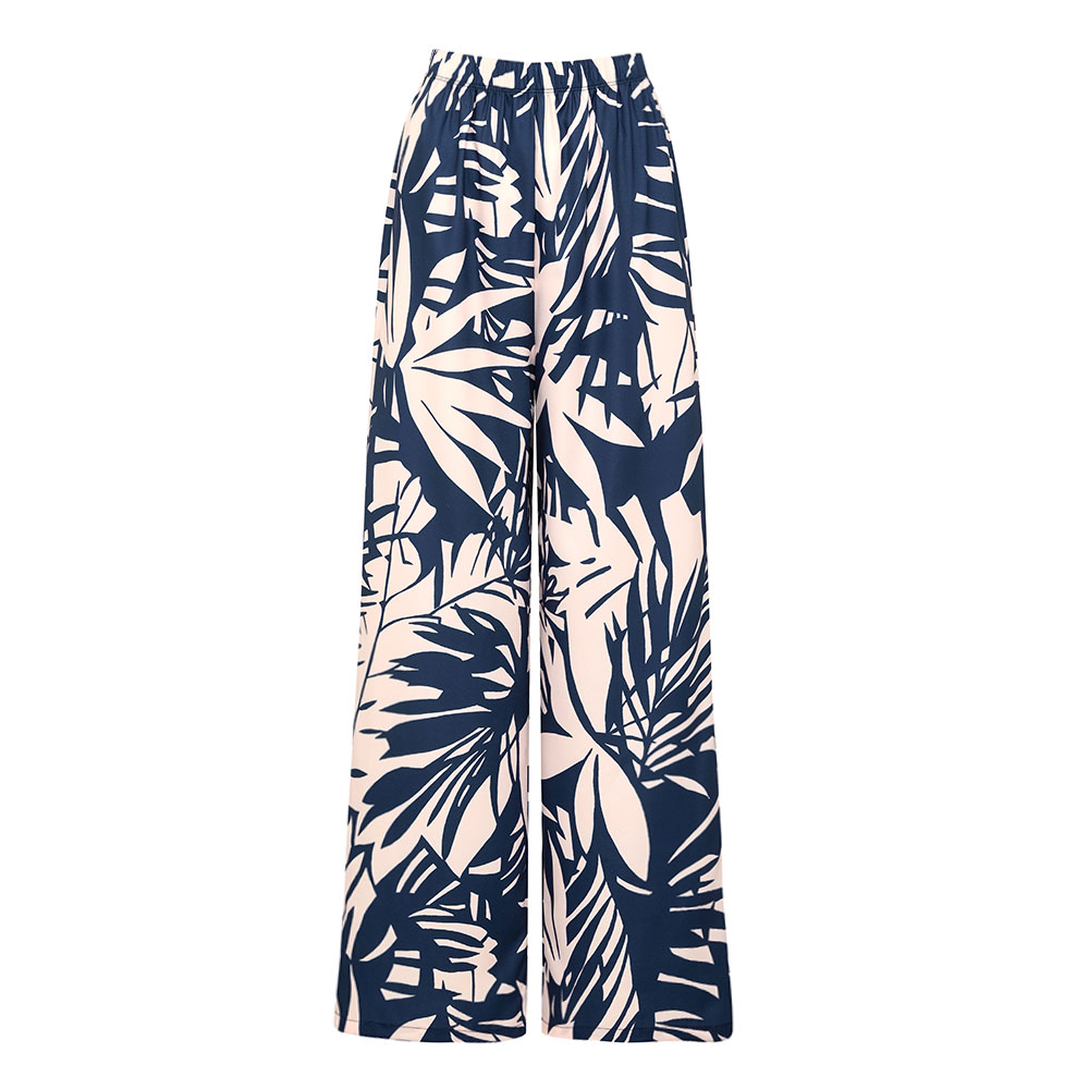 V Neck Leaves Print One Piece Swimsuit and Pants/Skirt