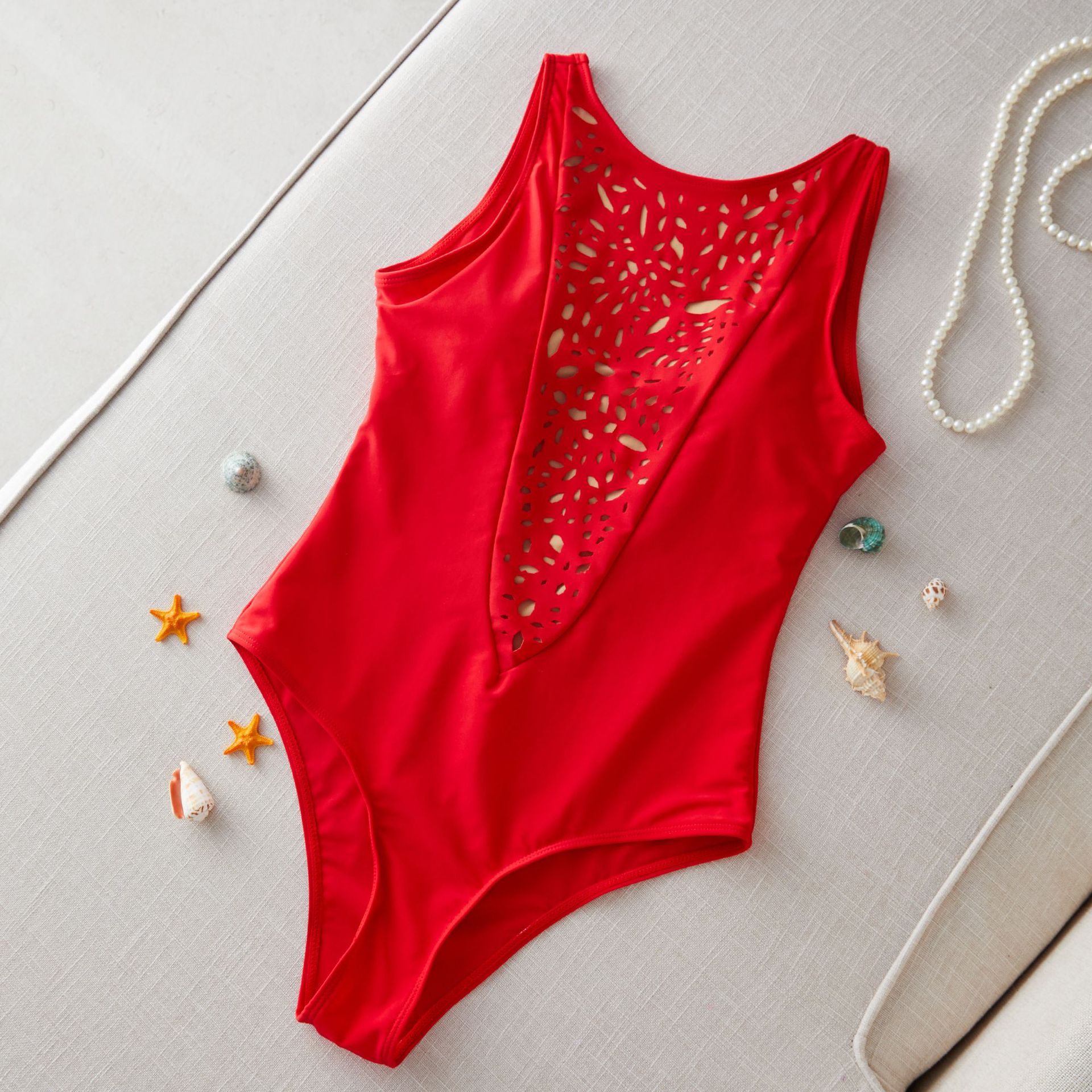 Cutout Red One Piece Swimsuit
