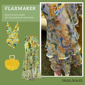 V Neck Blue Mediterranean Print One Piece Swimsuit and Mesh Splicing Skirt Flaxmaker