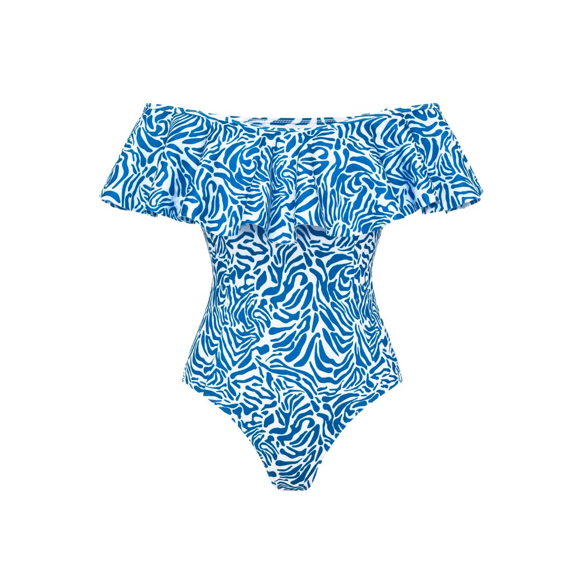 Ruffle Printed One Piece Swimsuit and Skirt