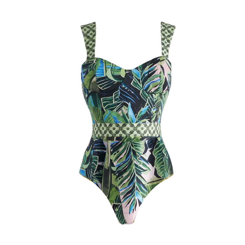 Sling Printed One Piece Swimsuit and Skirt