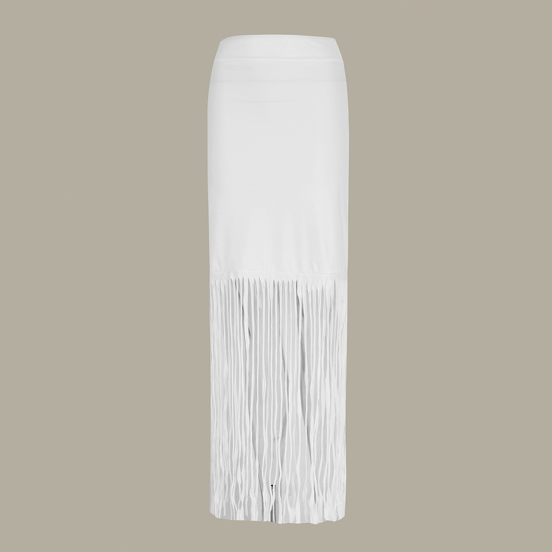 Tassel Solid Color Bikini Swimsuit and Sarong