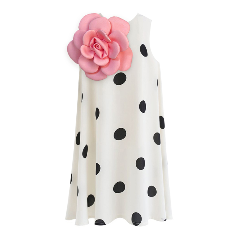 Mom&Me 3D Flower Polka Sleeveless Dress