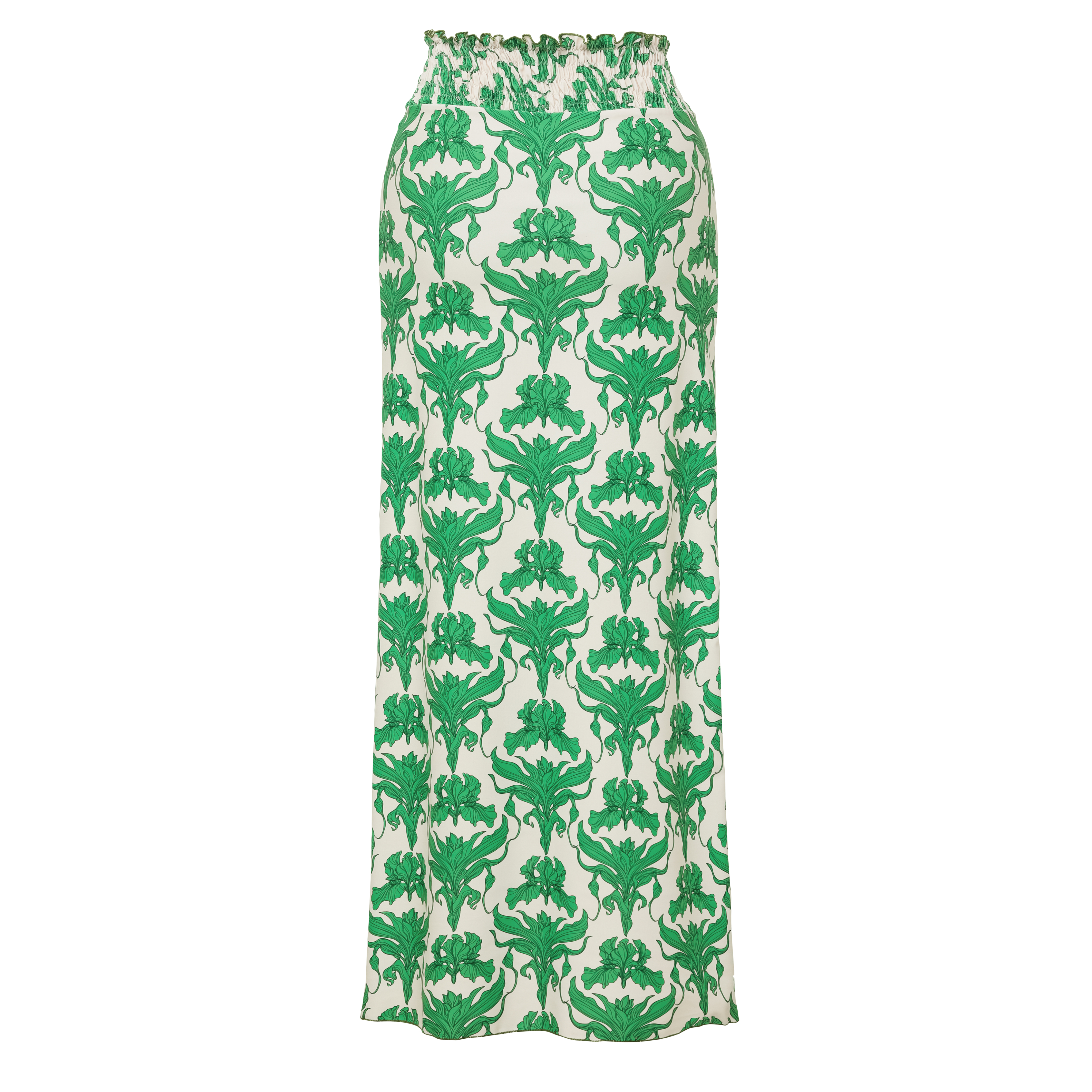 One Shoulder Shirring Iris Print One Piece Swimsuit and Skirt