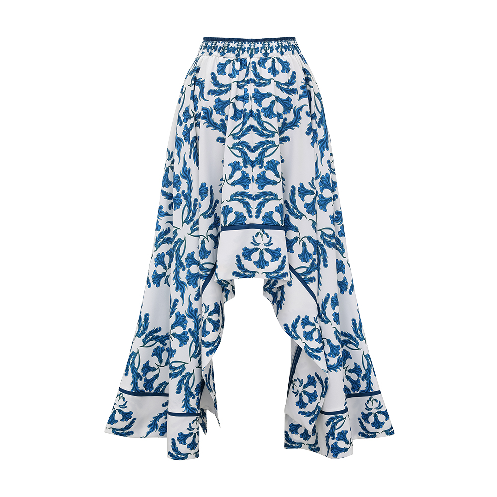 Strapless Style Frilled Printed One Piece Swimsuit and Skirt