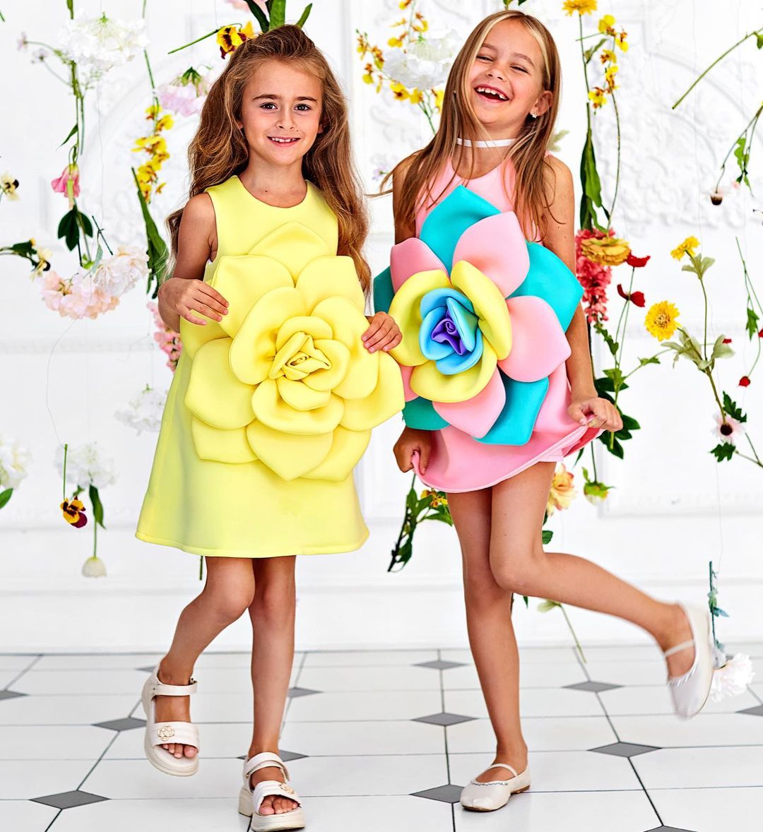 3D Colorful Floral Sleeveless Dress