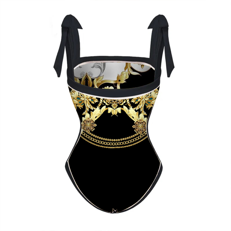 Reversible Tie-shoulder One Piece Swimsuit and Sarong Flaxmaker