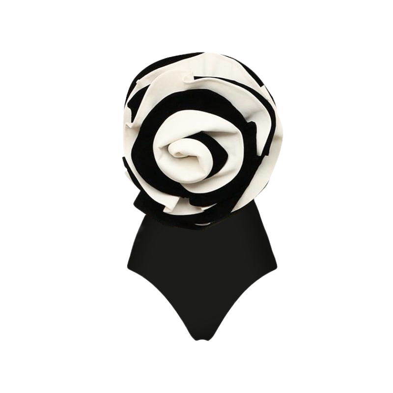 Exaggerated 3D Flower One Piece Swimsuit and Skirt Flaxmaker