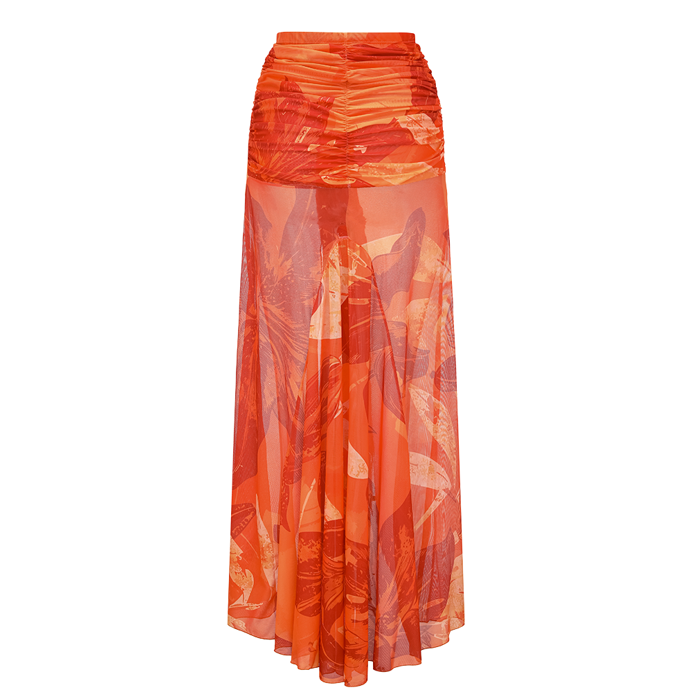 Orange Lily Print One Piece Swimsuit and Sarong (Multiple ways to wear)