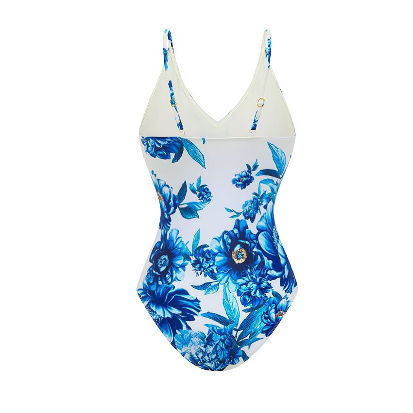 V-neck Peony Print Swimsuit Set(s)