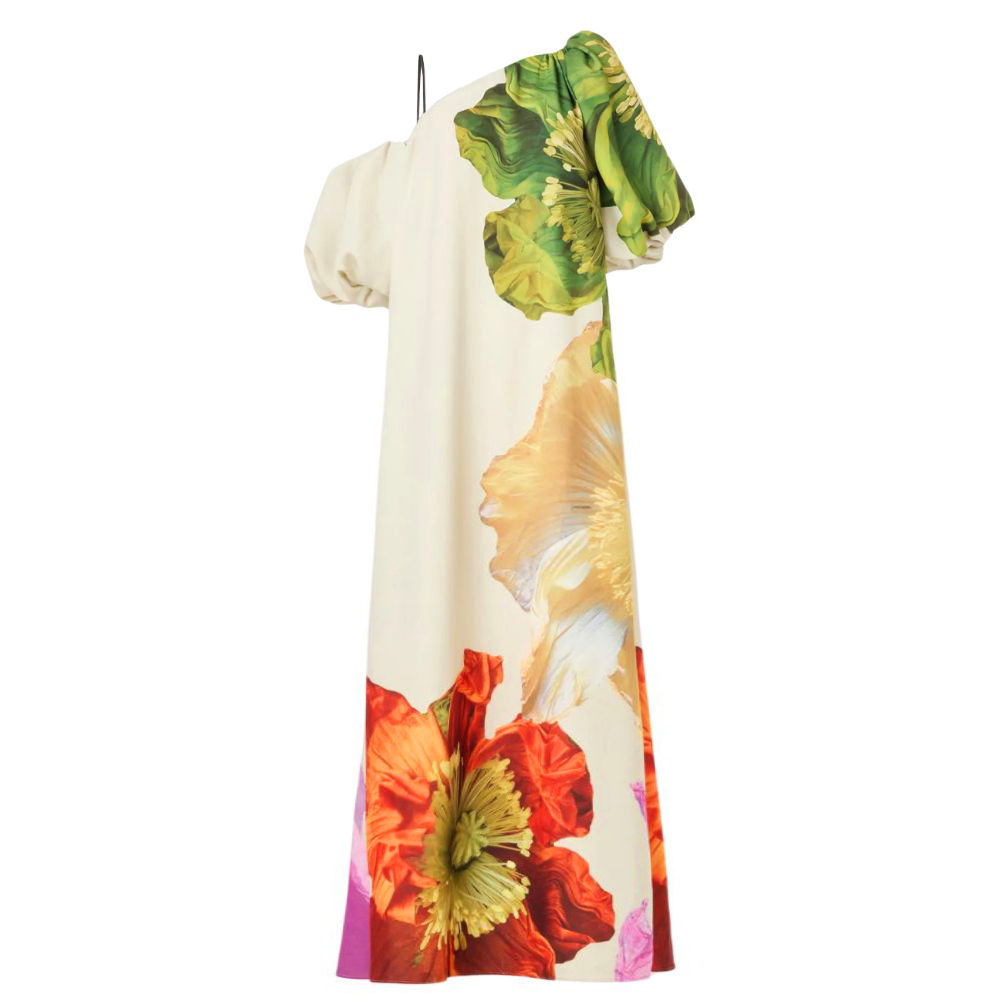 Floral Printed Open Shoulder Maxi Dress