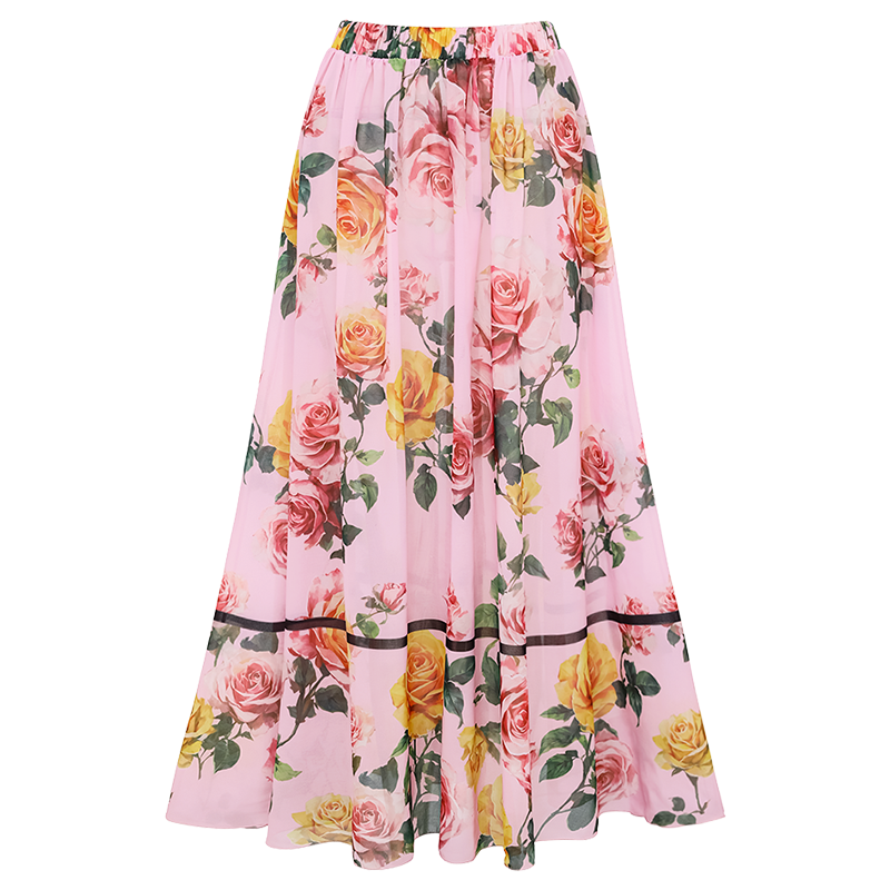 Plus Size Rose One Shoulder One Piece Swimsuit and Skirt