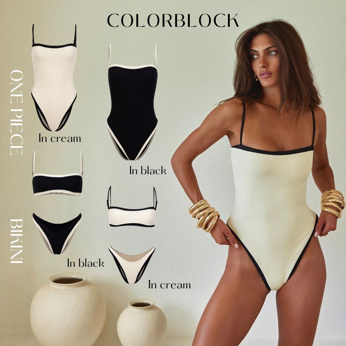 Color Block One Piece Swimsuit