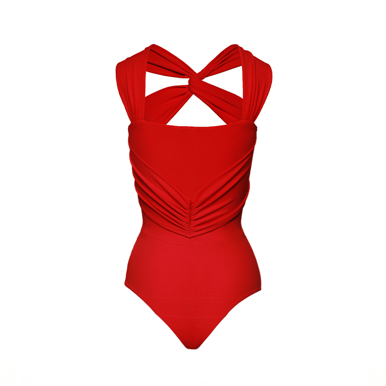 3D Flower Cut Out Cross Straps One Piece Swimsuit and Pants Flaxmaker