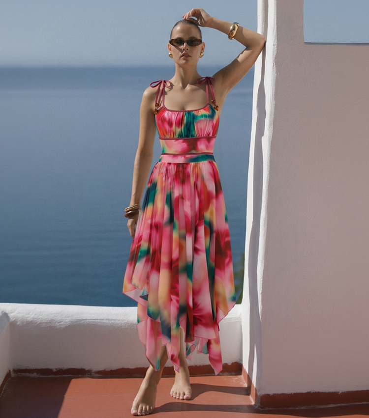 [Copy]Orange Lily Print Swimsuit Set(s)