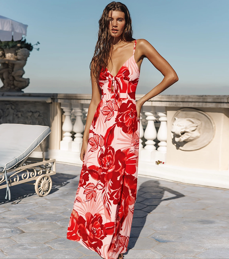 Red Peony Print Swimsuit Set(s)