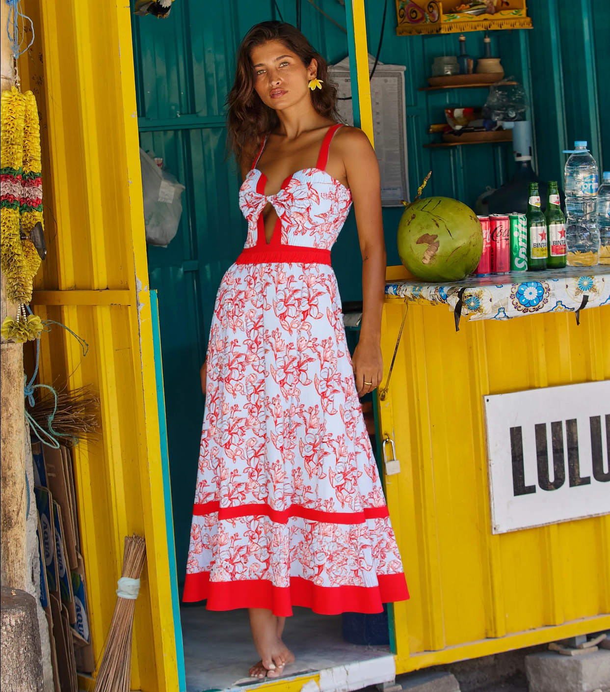 [Copy][Copy][Copy]Ruffle Medium Blue Flowera Print Swimsuit Set(s)