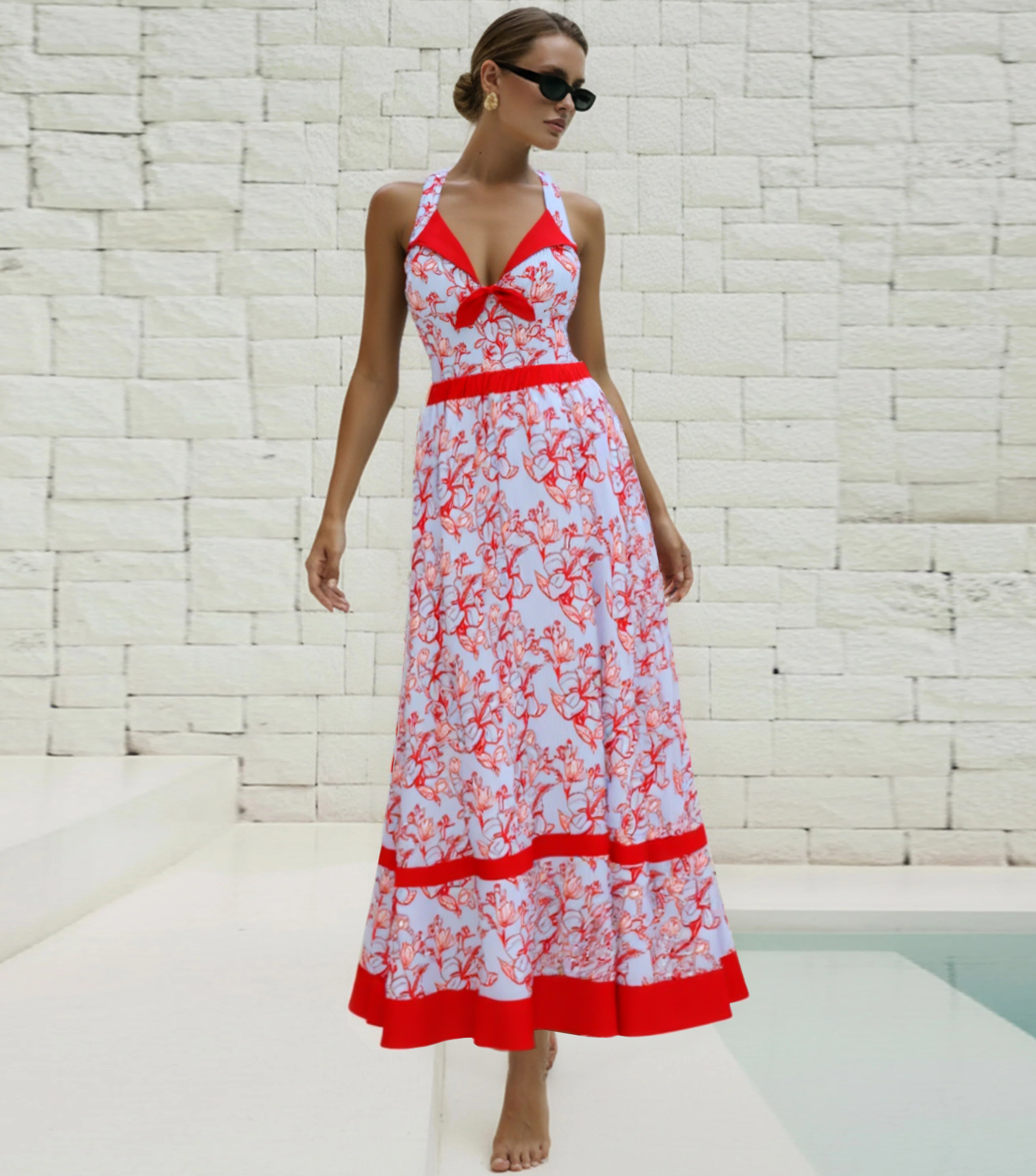 [Copy][Copy][Copy][Copy]Ruffle Medium Blue Flowera Print Swimsuit Set(s)