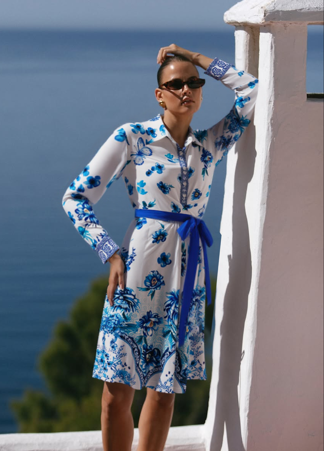Blue and White Porcelain Wrap Dress
