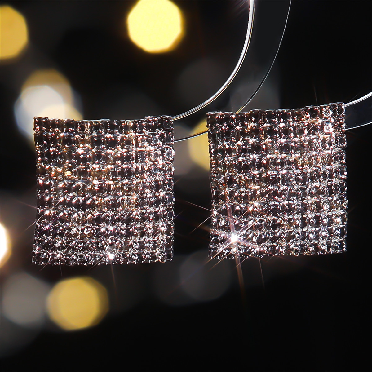 Square Rhinestone Stud Earrings