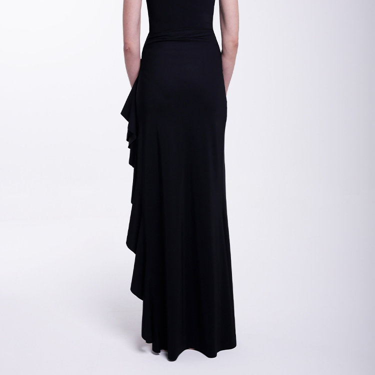 Off Shoulder Color Block One Piece Swimsuit and Skirt