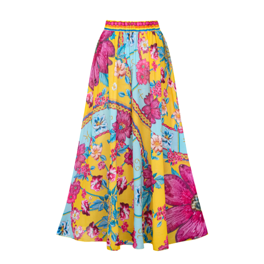 Constellation Flower Print Ruffled Bikini Swimsuit and Sarong