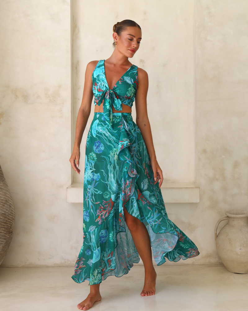 Reversible Mix and Match Marine Organism  Bikini Swimsuit and Skirt