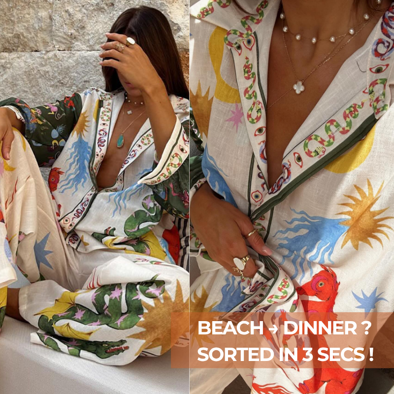 Graffiti Printed Long Sleeve Shirt and Pants Set