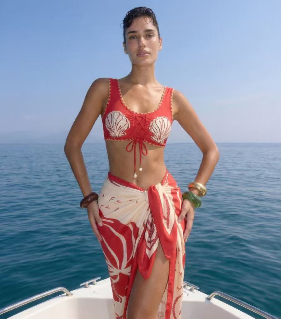 [Copy][Copy][Copy]Geometric Color Blocking Print Swimsuit Set(s)