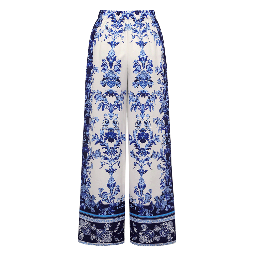 Long Sleeve Flower Color Block Print One Piece Swimsuit and Skirt/Pants