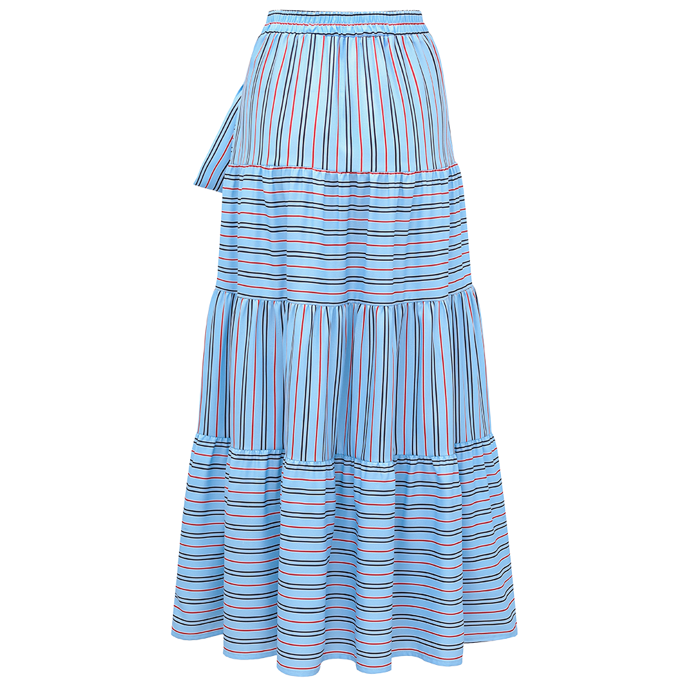 Multi-Way Striped Bow One Piece Swimsuit and Skirt