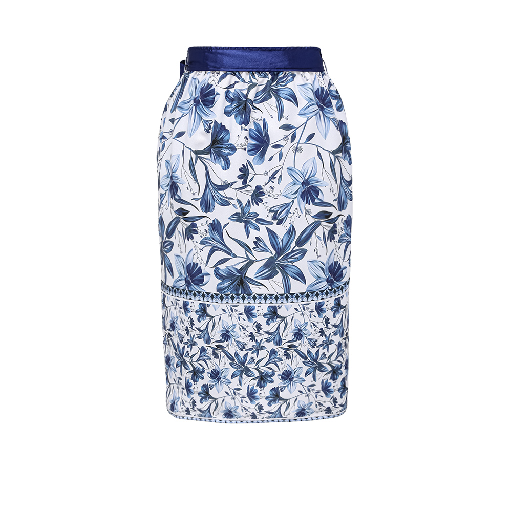 V Neck Ruffle Lace Up Printed One Piece Swimsuit and Skirt