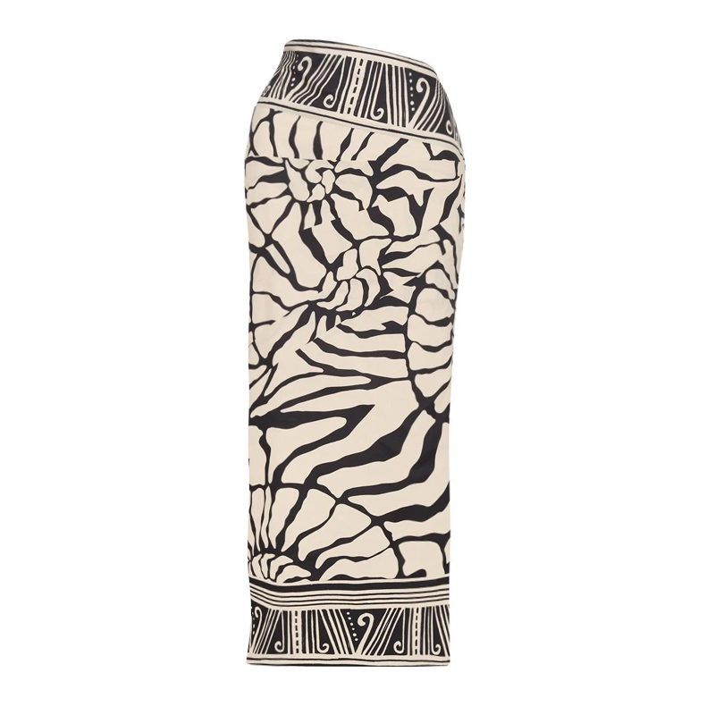 Detachable Puff Sleeves Printed High Waist Bikini Swimsuit and Skirt Flaxmaker