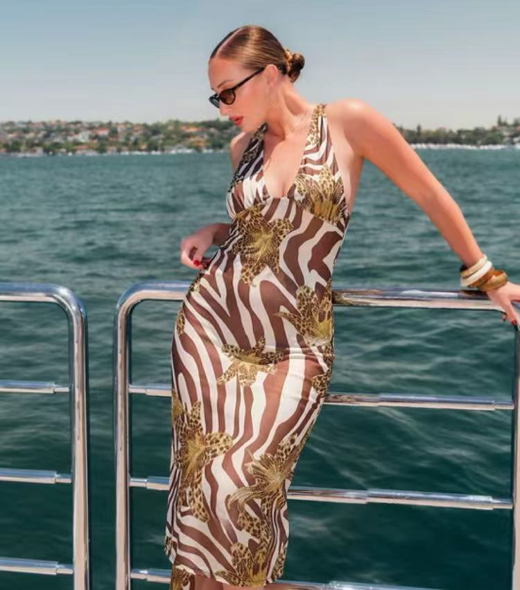 Zebra Leopard Maxi Dress