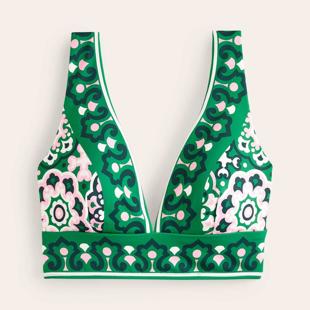 Green Floral Print Halterneck Bikini Swimsuit