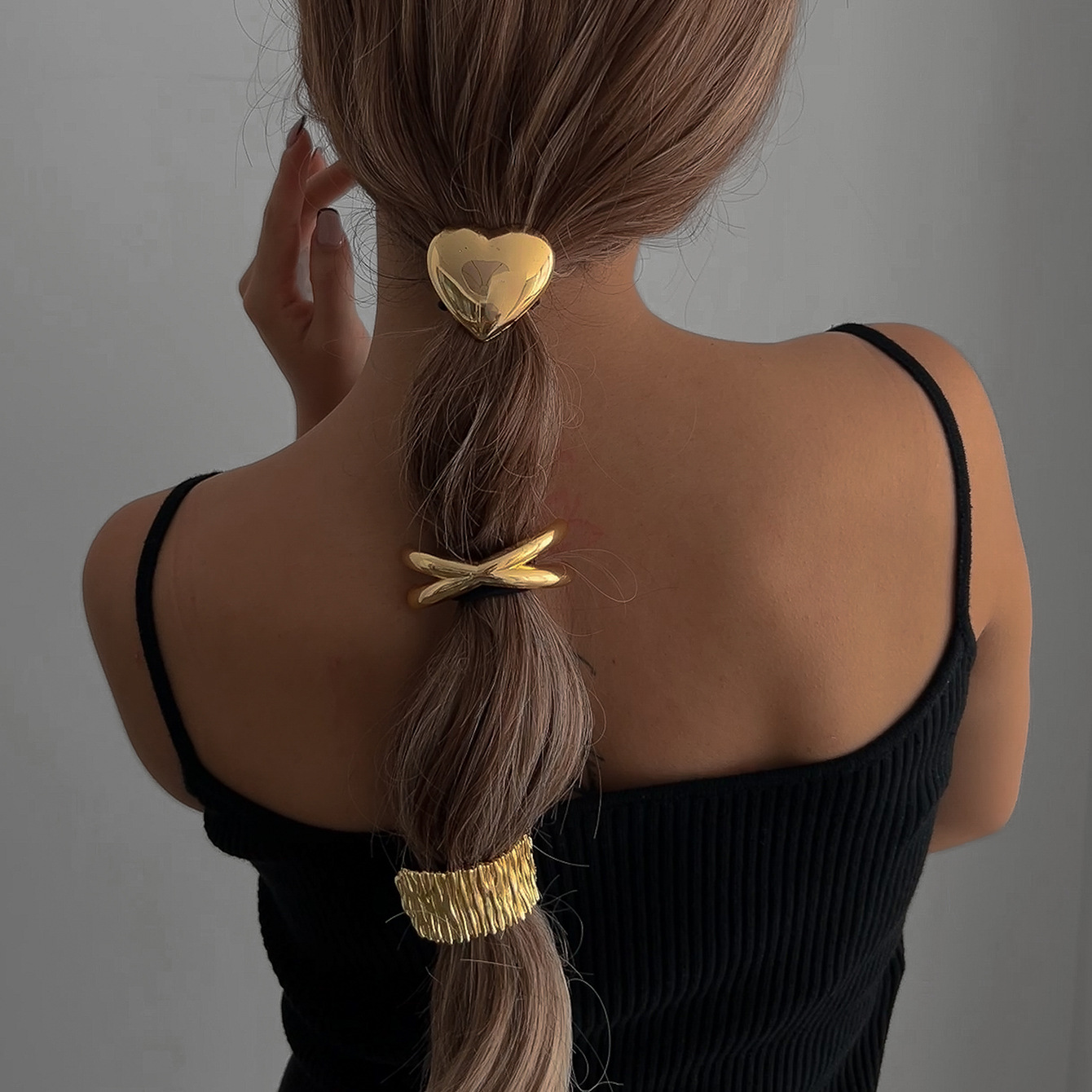 Geometric Exaggerated Alloy Ponytail Combination Hair Rope