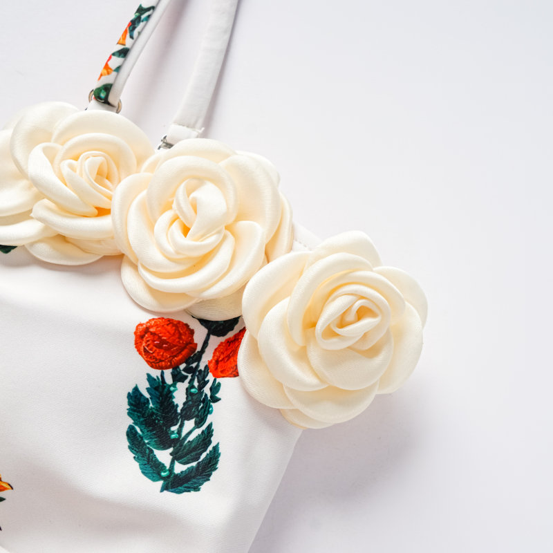 Flaxmaker Flower decor Printed One Piece Swimsuit and Sarong