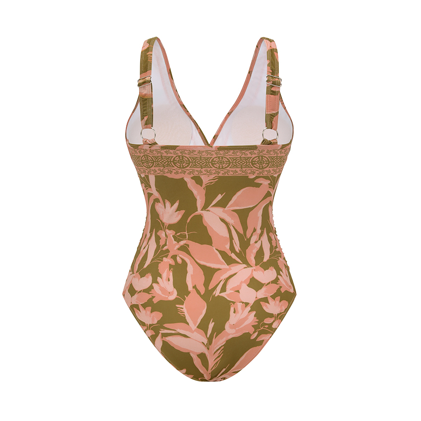 V Neck Mesh Splicing Print Swimsuit Set(s)